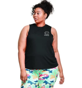 Champion Shirt Women's 1X Plus Size Black Stretch Tank Top Breathable Sleeveles - Picture 1 of 3