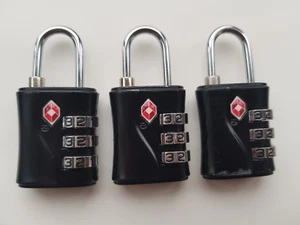3 x TSA ZUGELASSENE KOMBINATIONSGEPÄCKSCHLÖSSER - SCHWARZ - Bild 1 von 2