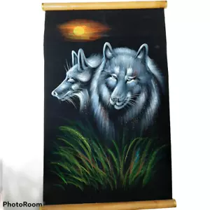 Wolf Canvas Wolves Howling At The Moon LED Lighted Picture Wolves In Nights Sky - Bild 1 von 5
