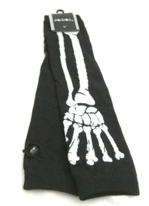 Unisex Black White Skeleton Elastic Fingerless Arm Warmers Elbow Long Gloves-New - Picture 1 of 1