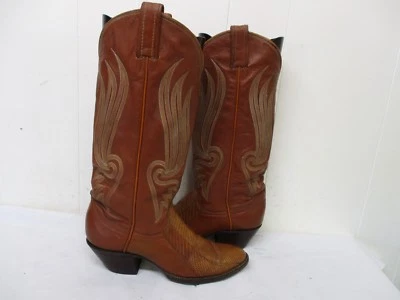Botas de caubói femininas TONY LAMA marrom couro de cobra alta tamanho 5,5 estilo B Y2282 - Imagem 1 de 4