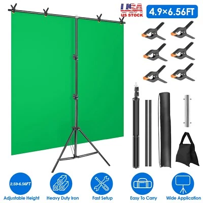 5×6.5FT Backdrop Stand Heavy Duty T-Shape Background Stand Adjustable Photo Rack - Image 1 of 4