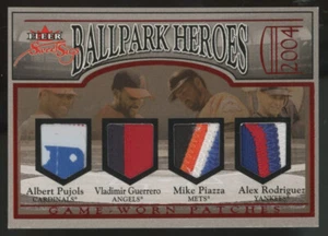 2004 Fleer Sweet Sigs Pujols Piazza Rodriquez Ballpark Heroes Red Quad Patch /37 - Picture 1 of 2