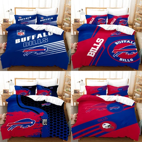 Buffalo Bills Bedding Set Soft Cotton Blend Duvet Cover With 2 Pillowcases Gift Cover
