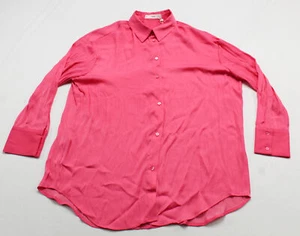 Mango Women's Oversize Flowy Long Sleeve Collared Shirt ZS6 Fuchsia UK:8 US:4 - Picture 1 of 4
