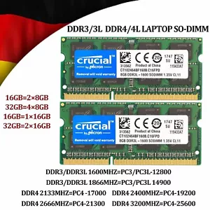 Crucial DDR3/DDR3L 16GB 32GB 1600 1866 Laptop SODIMM 204Pin Speicher RAM DDR4 DE - Bild 1 von 10