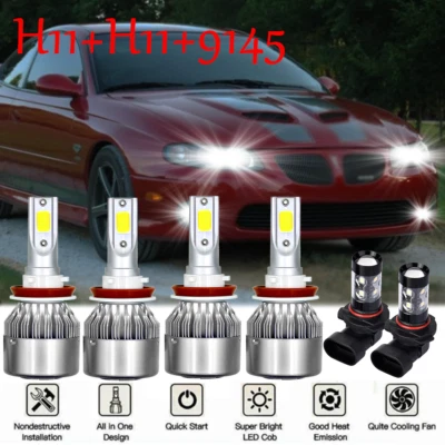 For Pontiac GTO 2004 2005 2006 6x 6000K LED Combo Headlights + Fog Lamp Bulbs US - Image 1 of 4
