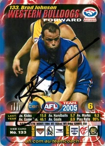 Signed 2005 WESTERN BULLDOGS AFL Card BRAD JOHNSON - Picture 1 of 2