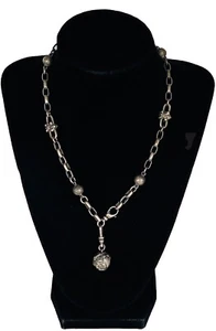 Collar Vintage Plata Esterlina Estación Flor de Lis Bola Francesa Globo Dije - Imagen 1 de 22
