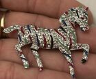 Vintage Rhinestone & Enamel Circus Horse Zebra Pin Figural Brooch 1940?S