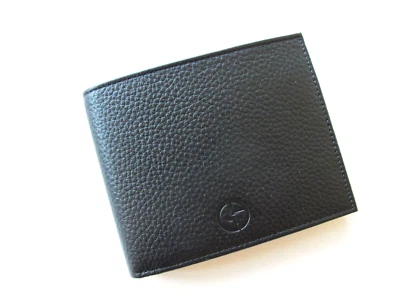 全新带盒 Giorgio Armani 男式三折钱包..#466...Cervo 黑色...顶级品质! — 第 1/4 张图片