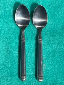 (2) Retroneu RTR40 18/10 Glossy Stainless Oval TEA Spoon Pair 6 side 2 Bands - Picture 1 of 4
