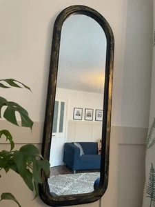 Black Arch Mirror Brushed Gold Wall Feature Art Deco Vibe Large Orientalist - Picture 1 of 8