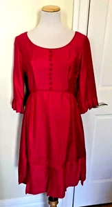 VESTIDO DE FIESTA DE COLECCIÓN AÑOS 60 EMMA DOMB CALIFORNIA ROSA FUCSIA ESPALDA LAZO LENGÜETA MANGAS MOD - Imagen 1 de 4