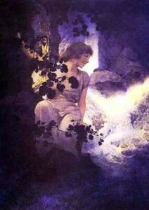 Lady Waterfall, Moon Light by Maxfield Parrish - Picture 1 of 1
