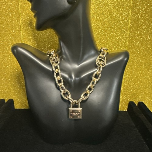 Collana catena lucchetto tono oro Michael Kors chiusura a levetta