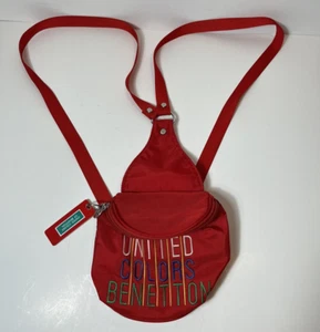 Vintage United Colors of Benetton UCB Mini Red Logo Backpack Purse with UCB Tag - Picture 1 of 18