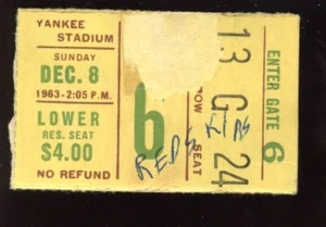 December 8 1963 NFL Football Ticket Stub Washington Redskins at New York Giants - Picture 1 of 2