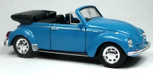 VW Käfer Cabrio Modellauto ca. 12 cm blau Spritzguss Neuware von WELLY - Picture 1 of 4