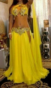 Conjunto de Disfraz de Danza del Vientre Sujetador Cinturón Cadera 2 Bufanda Brazo Falda Bollywood Carnaval - Imagen 1 de 1