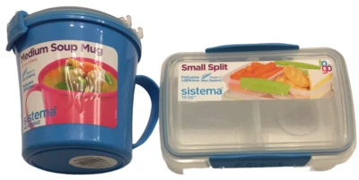 Caneca de sopa Sistema To Go média, 22,1 oz., e divisão pequena, azul, pacote - Imagem 1 de 3