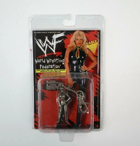 Vintage 1998 WWF Sable Die Cast Keychain Wrestling Placo Toys New NOS Cover
