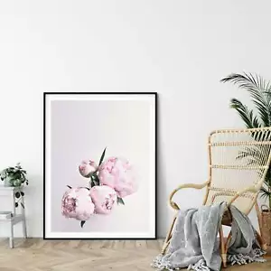 Art pivoine rose, impression rose, art floral affiche rose, art mural, impression décoration intérieure - Photo 1/5