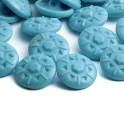 Lot (27) Vintage 1930's Czech geometric snowflake round blue glass buttons 18mm - Image 1 of 3