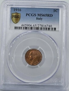 Italy Centesimo coin 1916 R MS65 RD PCGS Top Pop - Picture 1 of 2