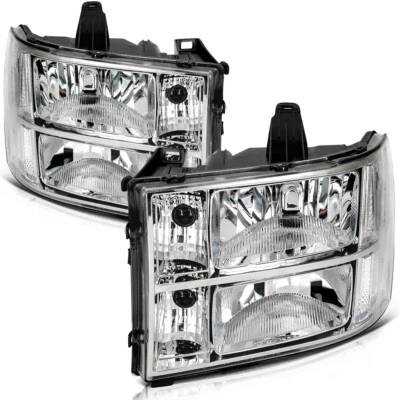 Conjunto de faros para GMC Sierra 2500 HD 3500 HD 2007-2014 carcasa cromada Foto 1 de 4