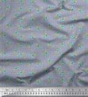 Soimoi Gray Velvet Fabric Dot & Freesia Floral Print Fabric By The-Fyi