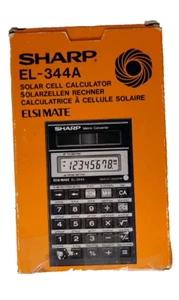 Vintage Sharp EL-344A Solar Calculator w/ Box & Case – Metric Converter – Japan - Picture 1 of 4