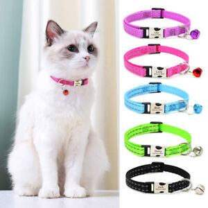 Reflective Personalised Cat Collar Adjustable With Custom Engraved Name Tag Bell