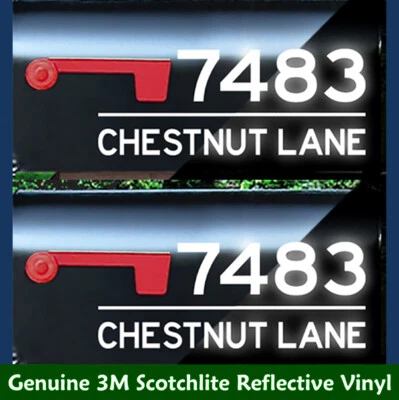 Juego de 2 calcomanías personalizadas con número de dirección reflectante y nombre de calle - 1277R-ST Foto 1 de 4