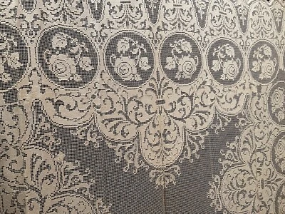 Antico Copriletto Tovaglia Tenda Filet fatta a mano  Italia Perfetto 230x260cm - Immagine 1 di 4