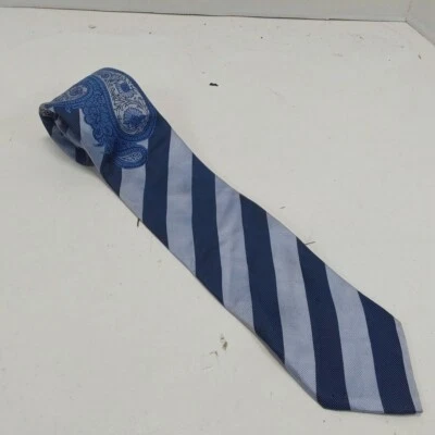 Gravata masculina listrada azul marinho Steven Land 64" - Imagem 1 de 3