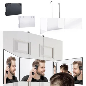 3 Way Trifold Mirrors 360° Barber Mirror Adjustable Brackets Hanging Self Mirror - Picture 1 of 19
