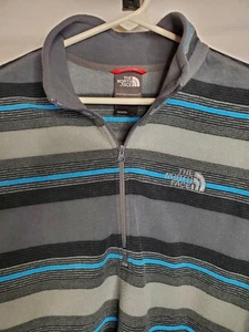 The North Face schwarz, grau & blau gestreift 1/4 Reißverschluss Fleecepullover Herren Medium - Bild 1 von 6