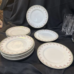 bernardaud limoges Early 1900pink Swag Set 11 Salad Plates 7 1/2 In - Picture 1 of 14