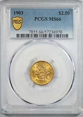 1903 Liberty Head Gold Quarter Eagle $2.50 PCGS MS66 - Image 1 of 4
