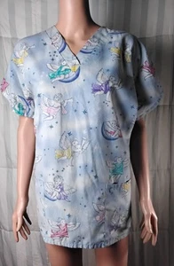 Womans Scrub Top Size Large Blue Angel/Cherub Simply Basic - Picture 1 of 6