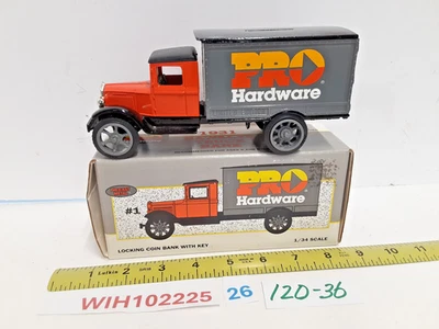 VINTAGE~~1993 ERTL 1931 Hawkeye Pro Hardware Truck COIN Bank w/ Key - Image 1 of 4