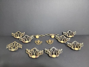 Z90~Vintage Keeler Brass Co. KBC Brass Batwing Drawer Pulls, Knobs, Keyhole Lock - Picture 1 of 19