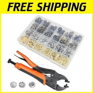 Snap Button Kit - 100 Sets Metal Snaps for Fabric, Leather - Picture 1 of 9