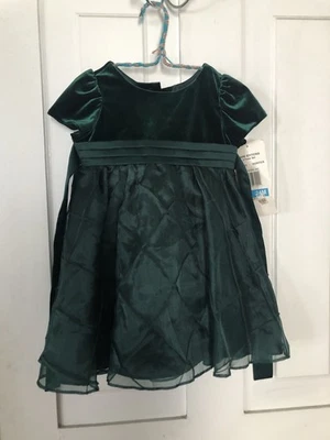 RARE EDITIONS HUNTER GREEN HOLIDAY/PARTY DRESS SIZE 24M NEW WITH TAGS - Image 1 of 3