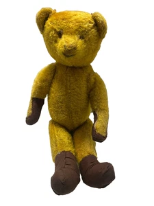 19" Early American Antique 1915s Mohair Jointed Teddy Bear Glass Eyes - Picture 1 of 15