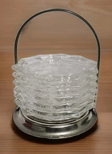 England Edelstahl Chrom Untersetzer 6er Set Klar Pressglas Sterne Stapelbar  - Bild 1 von 13