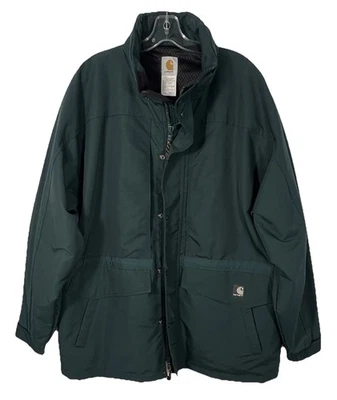 VINTAGE CARHARTT Mens XL Green Hooded Work Jacket C48 MLL Mesh Lined Korea - Image 1 of 4