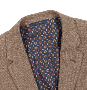 Men's 44 L Brooks Brothers Milano Brown Herringbone Tweed 100% Wool Sport Coat - Picture 1 of 14