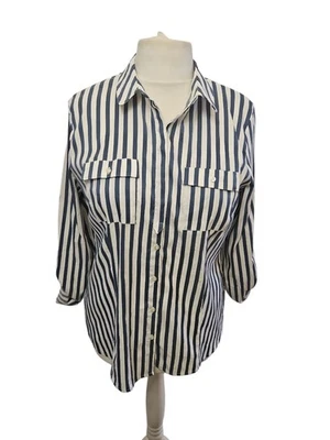 NEXT stripe shirt size 18 long sleeve blouse roll tab - Image 1 of 4